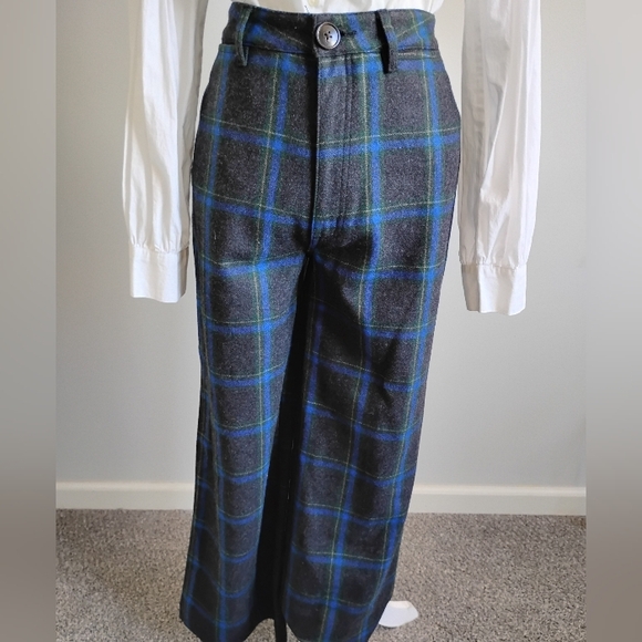ROLLA'S Pants - ROLLA'S Wool Blend Plaid Pants High Waist Wide Leg Blue Gray Size 29